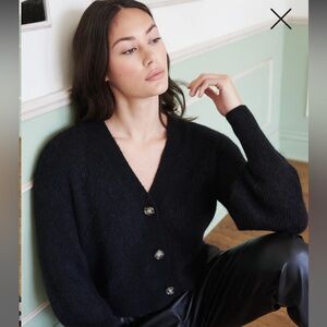 Quince Alpaca Open Cardigan - Black, Size Small